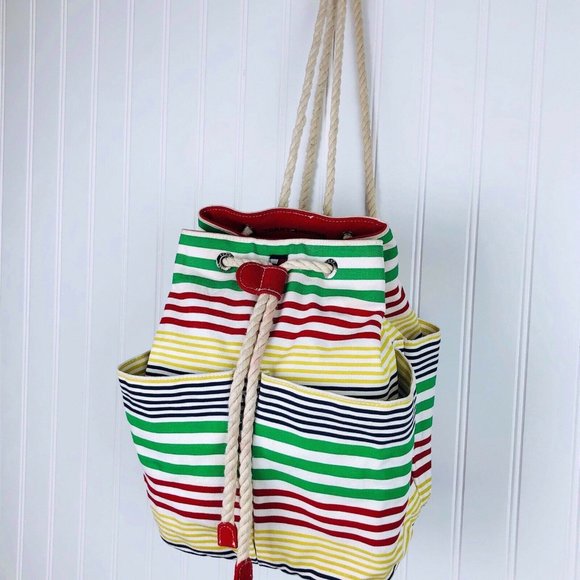 Vintage 90's Tommy Hilfiger Striped Bag - Picture 3 of 12
